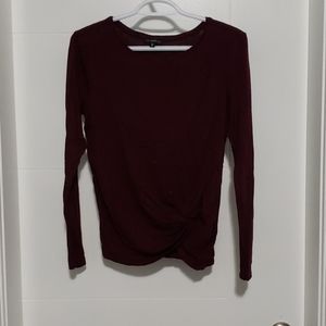 Purple long sleeve knit front top